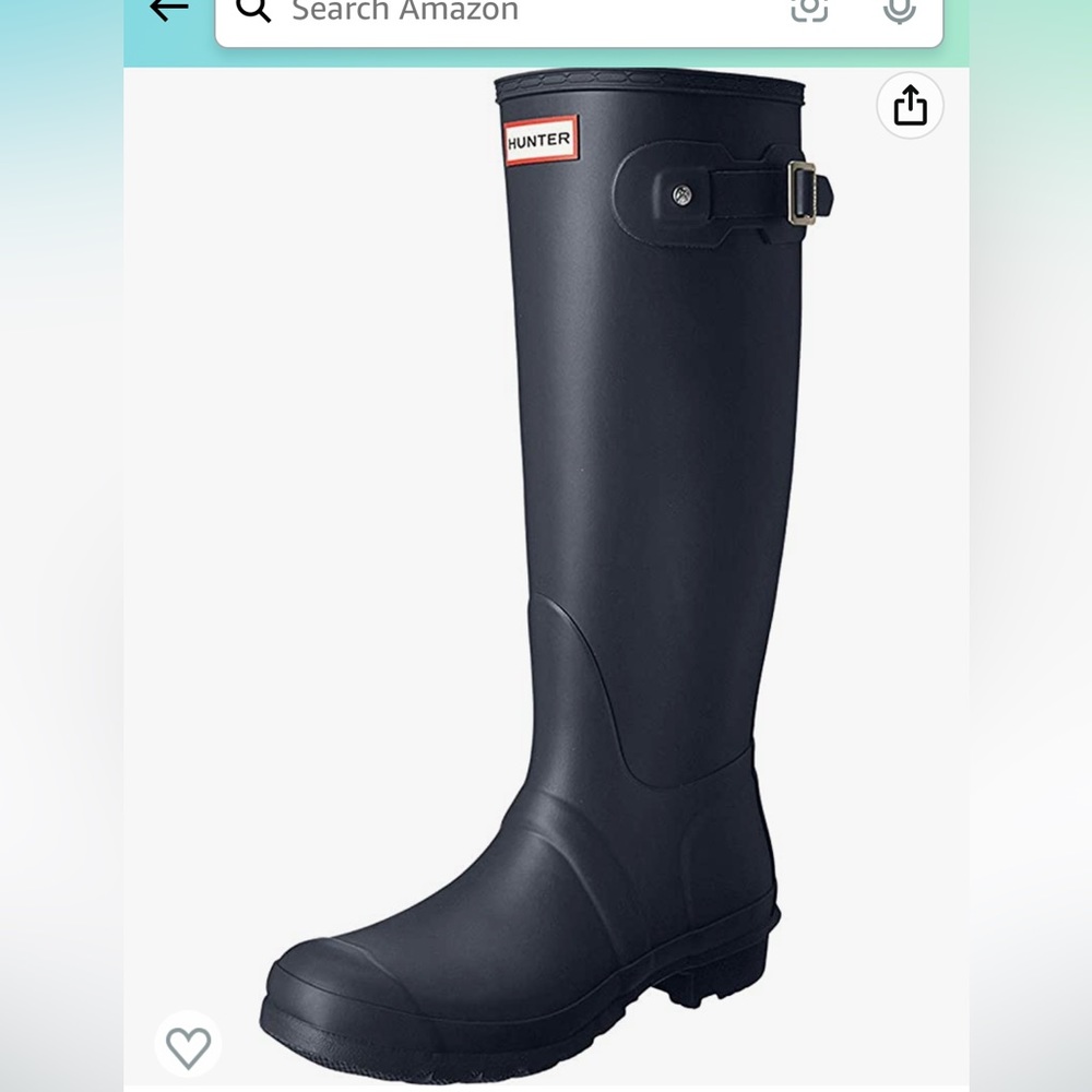 Never worn Navy Hunter boots with fleece boot liners in grey